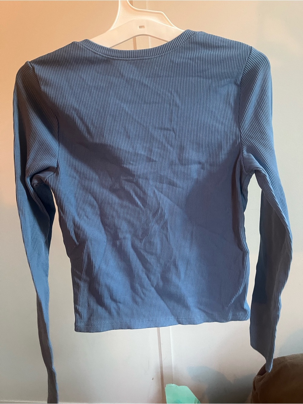 Abercrombie & Fitch Blue Ribbed Henley Top - Picture 3 of 3